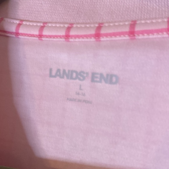 Lands End pink plaid polo - Picture 4 of 7